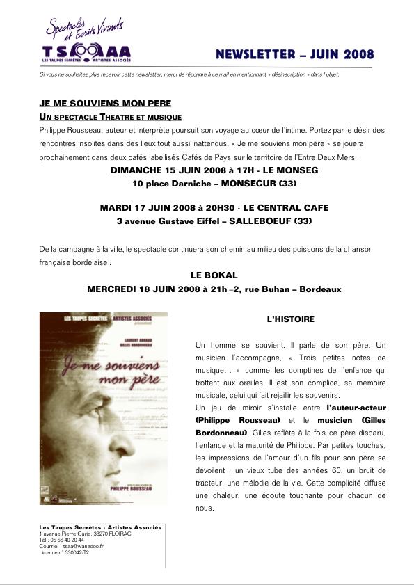 Newsletter Juin 2008